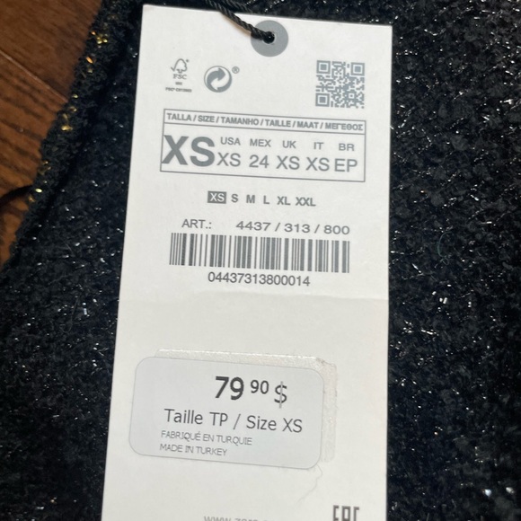 Zara women’s off the shoulder dress, black dress, new, size XS - Picture 8 of 9